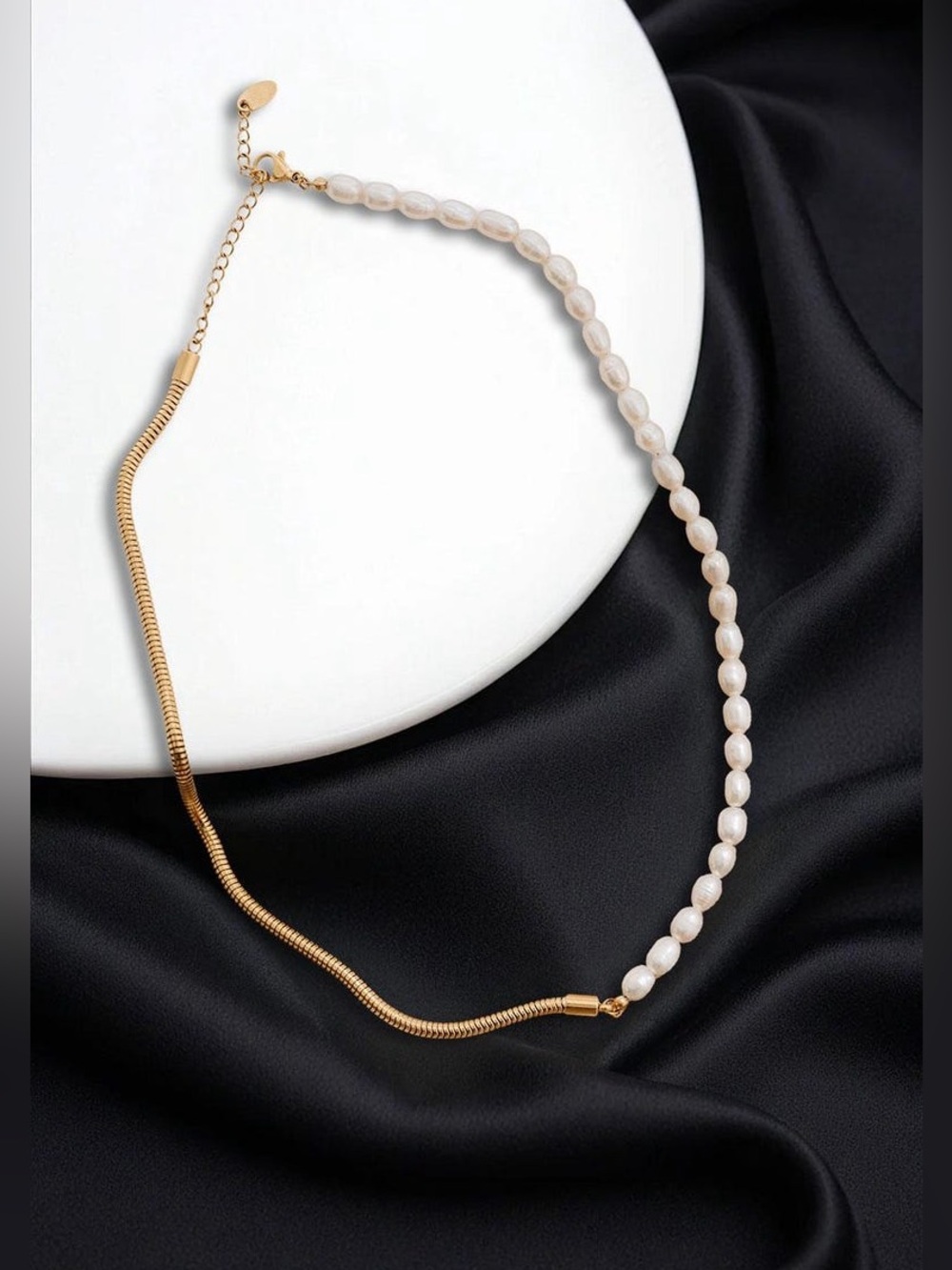 Gold Freshwater Pearl Chain Necklace